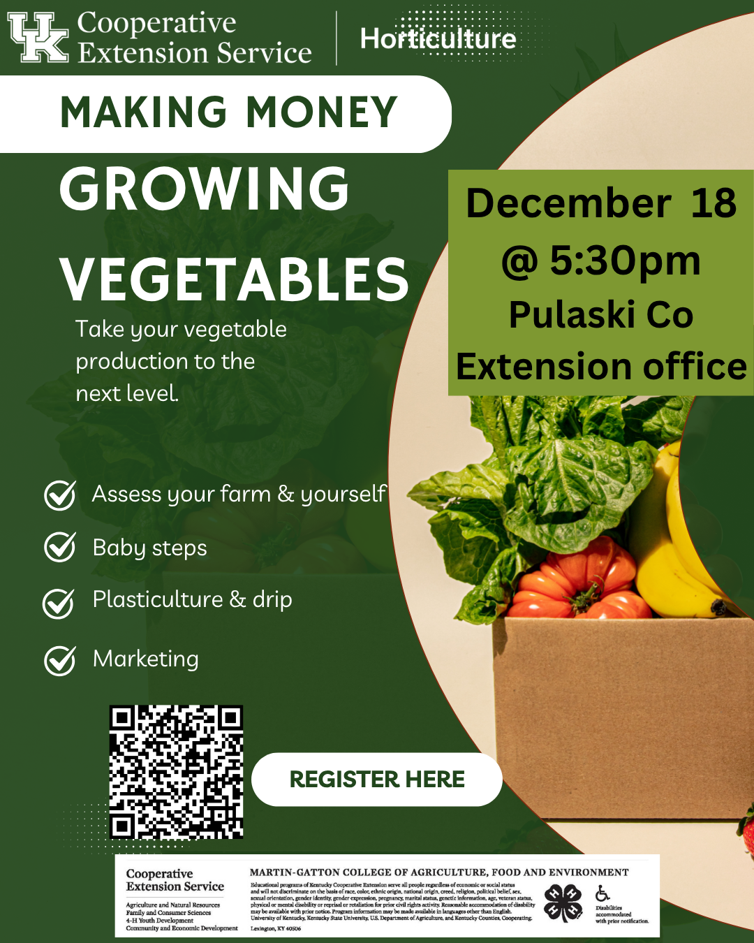 making money with vegetables flyer