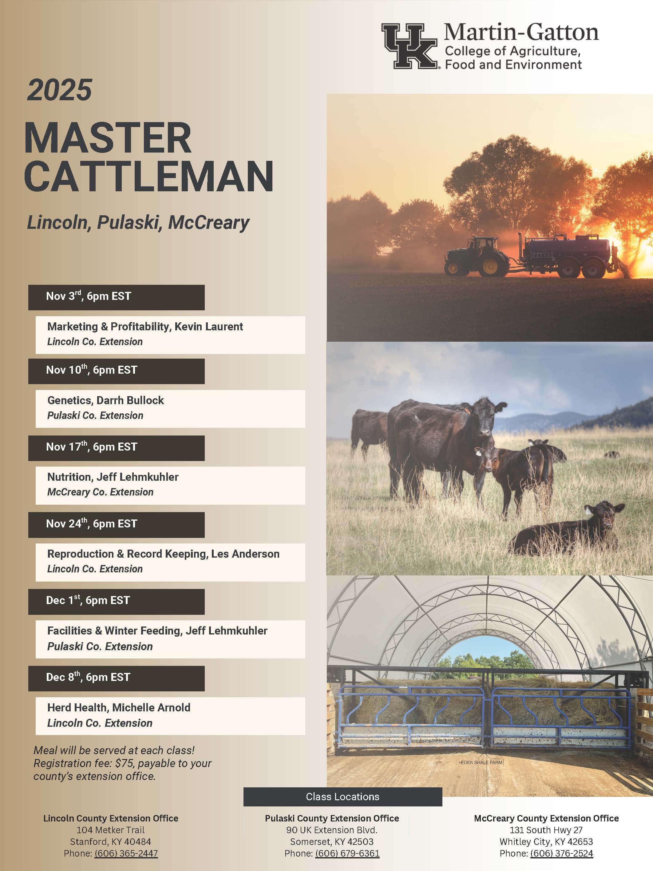 flyer for master cattlemens program called 606-679-6361 for more information